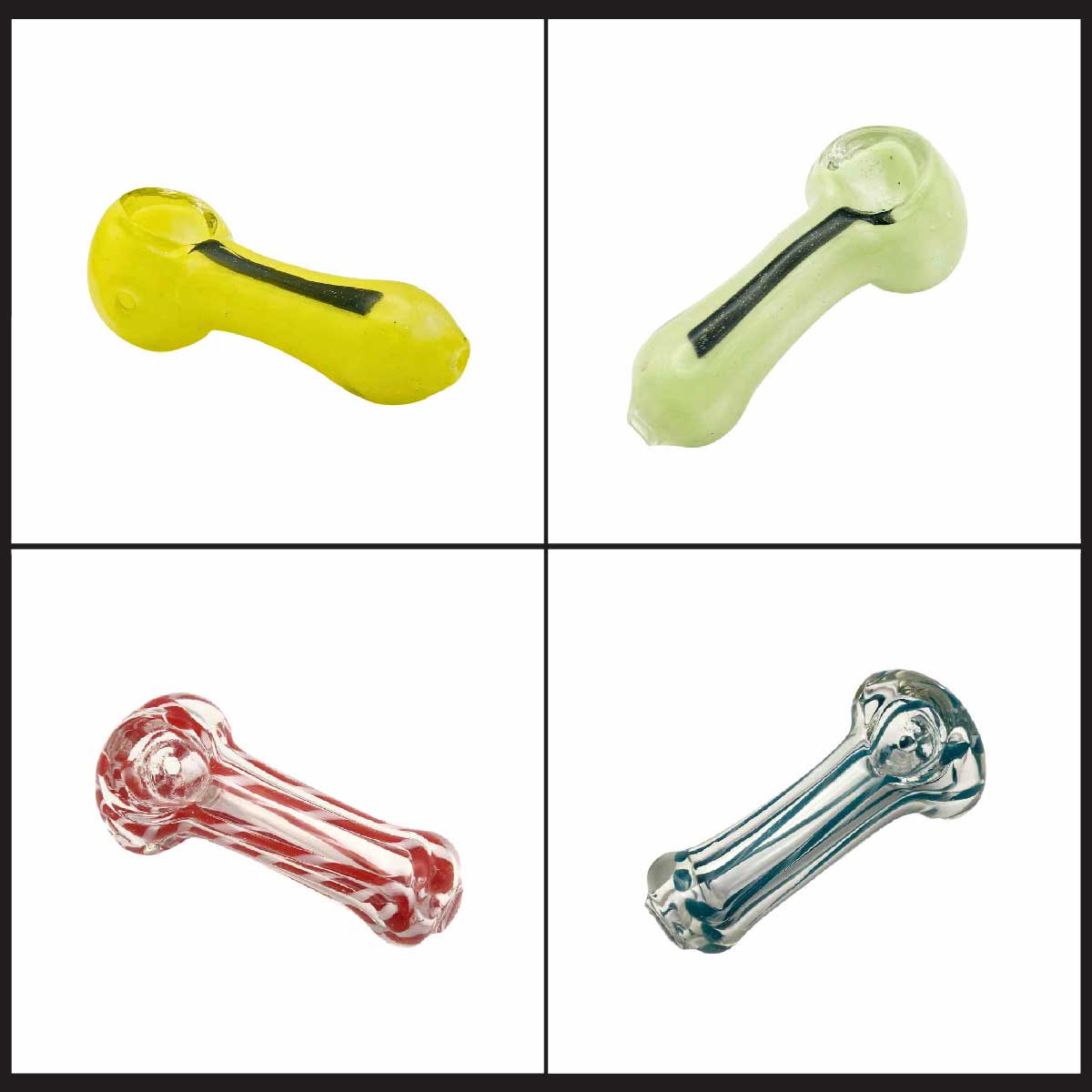 Pipas de Vidrio con Líneas Decorativas | Colores Variados